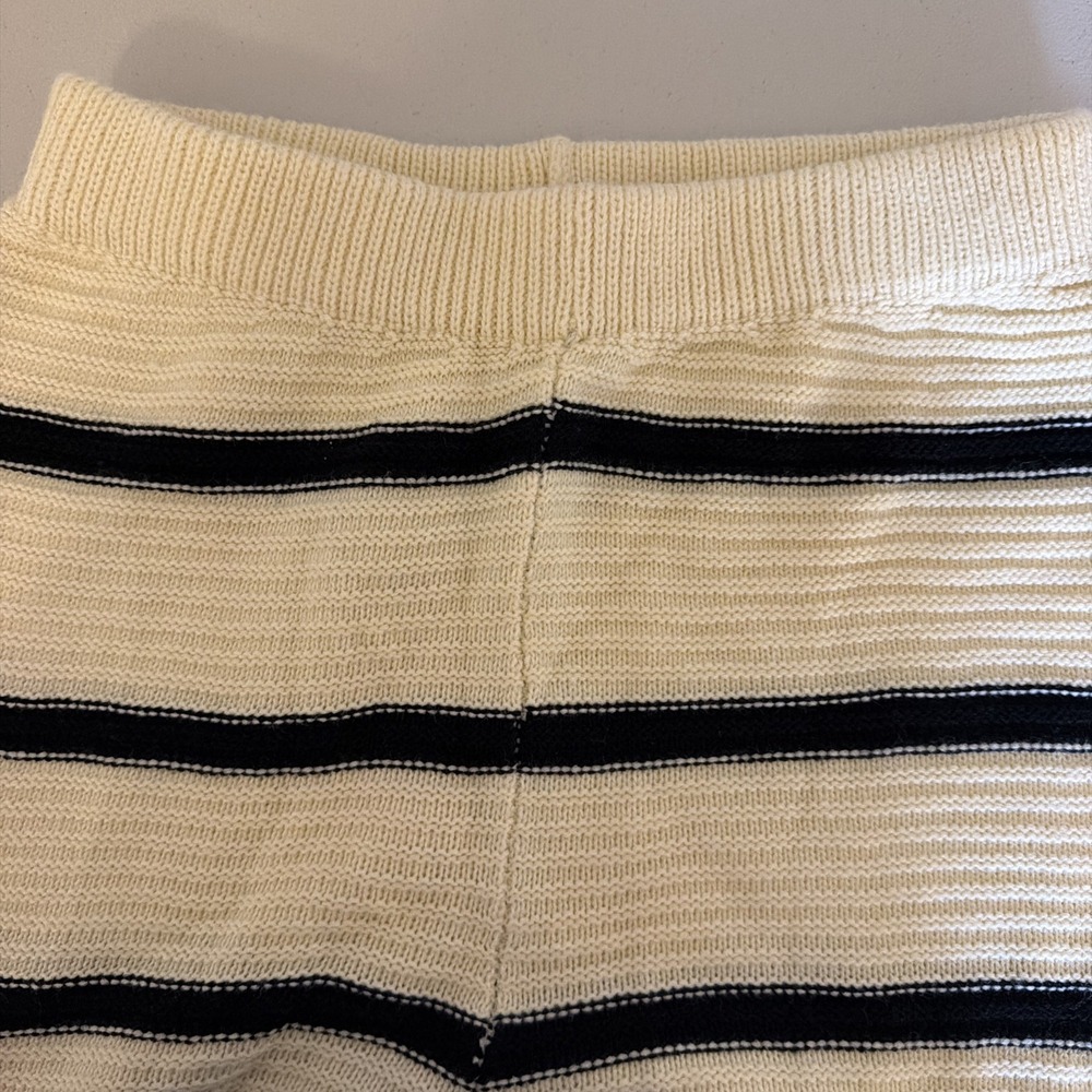 SHEIN Women's Black/ivory Ribbed Knit Flared Pants, Regular Size M
